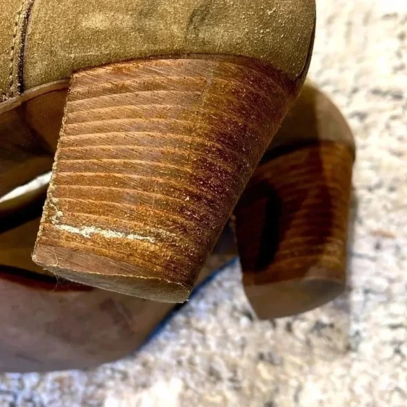 MADEWELL Billie Suede Leather Zip Up Ankle Boots Taupe Tan Heel Booties Womens 7 - Picture 10 of 13